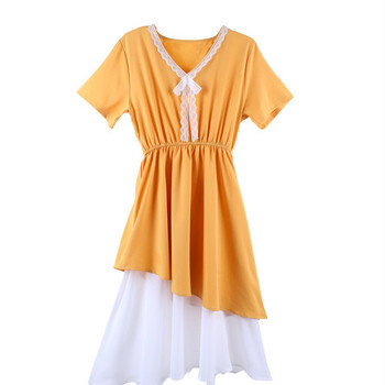 Lezser női hosszú ruha zöld és sárga színben