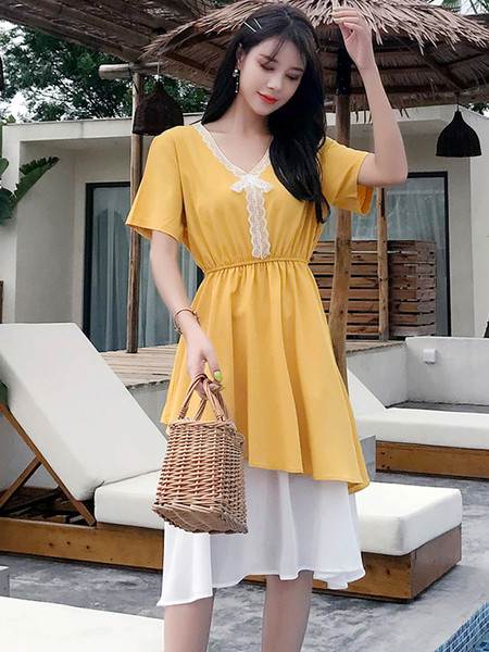 Lezser női hosszú ruha zöld és sárga színben