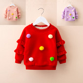 Bluza moderna pentru copii cu puf in roz, rosu si mov