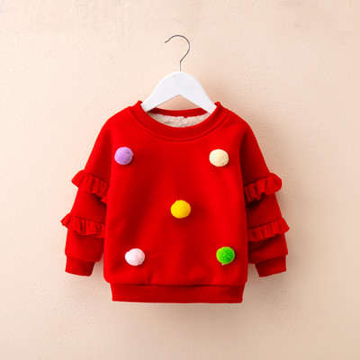 Bluza moderna pentru copii cu puf in roz, rosu si mov