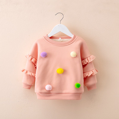 Bluza moderna pentru copii cu puf in roz, rosu si mov