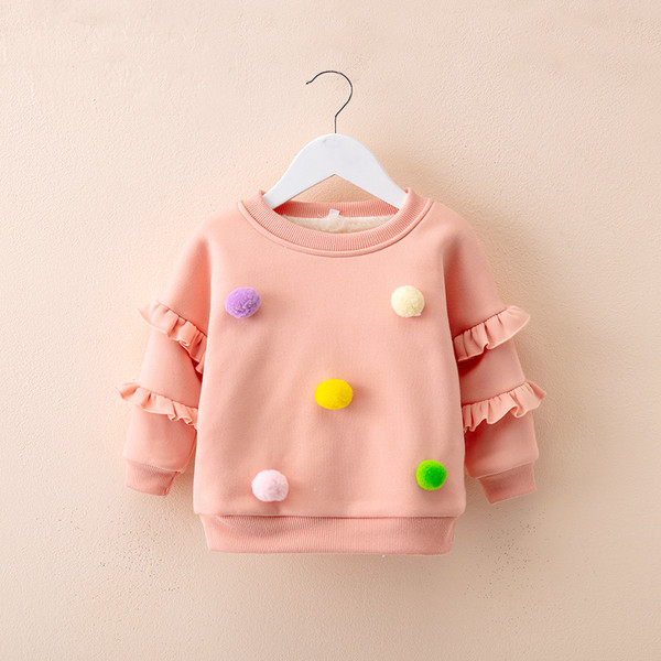 Bluza moderna pentru copii cu puf in roz, rosu si mov