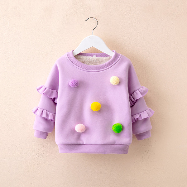 Bluza moderna pentru copii cu puf in roz, rosu si mov