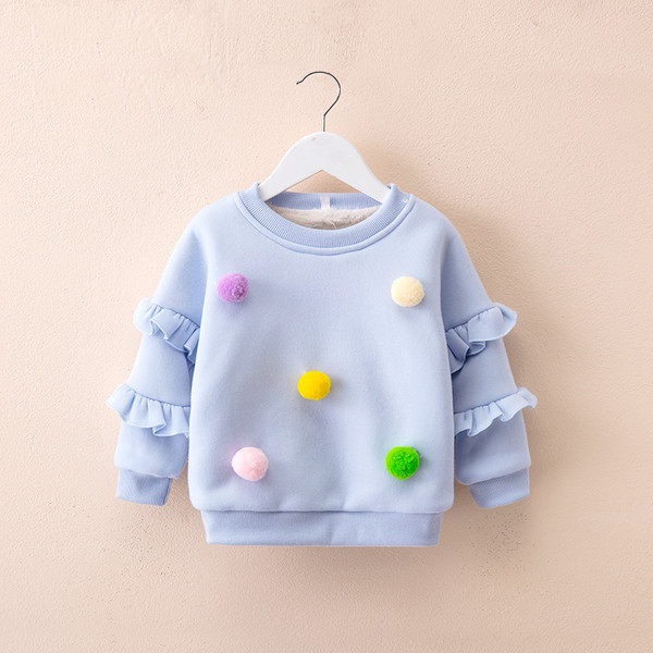 Bluza moderna pentru copii cu puf in roz, rosu si mov