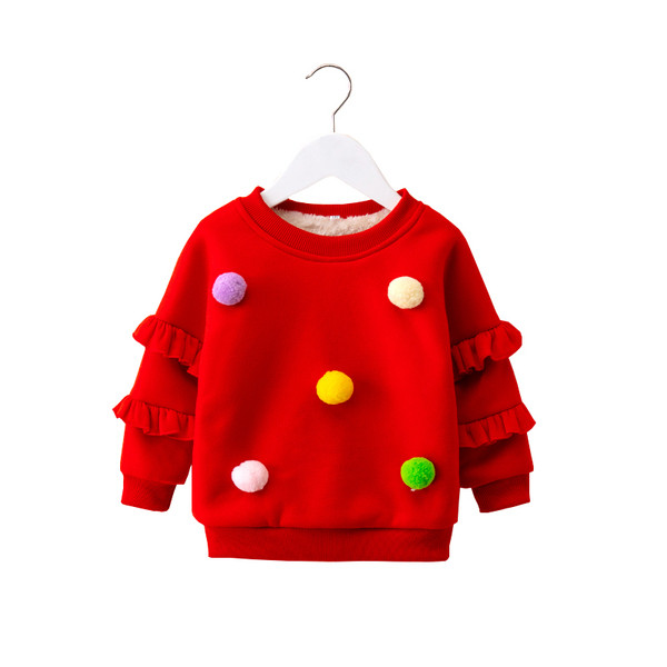 Bluza moderna pentru copii cu puf in roz, rosu si mov