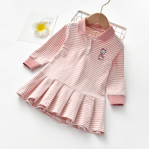 Csíkos gyerekruha hosszú ujjal, két színben hímzéssel