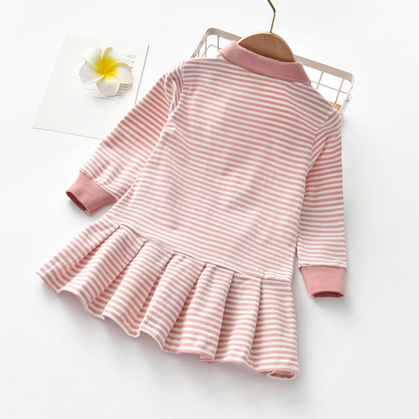 Csíkos gyerekruha hosszú ujjal, két színben hímzéssel