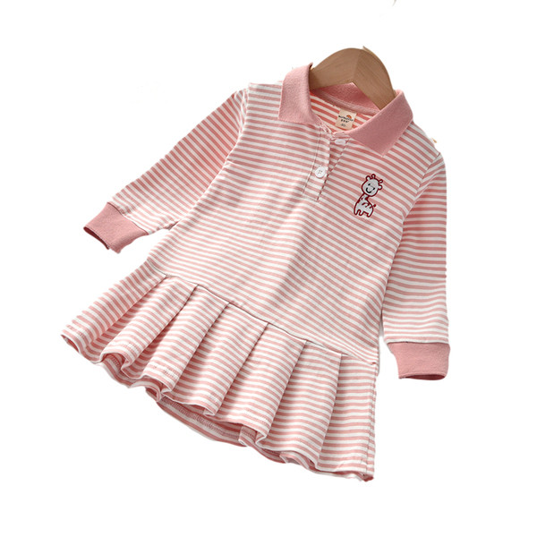 Csíkos gyerekruha hosszú ujjal, két színben hímzéssel