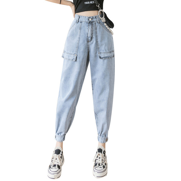 Blugi casual de dama in albastru cu buzunar