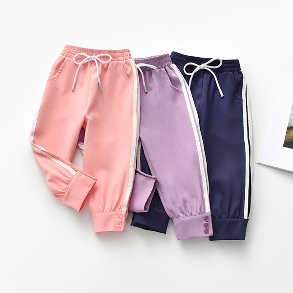 Pantaloni sport copii pentru fete cu margini in mai multe culori