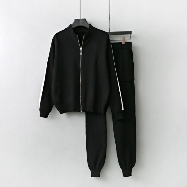 Set sport-zirnic pentru femei din două părți în negru și gri