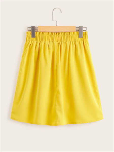 Fusta de dama moderna cu talie elastica de culoare galbena