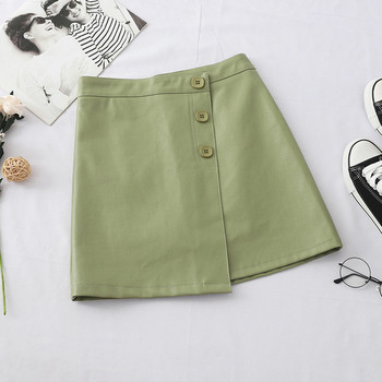 Fusta de dama moderna din piele ecologica cu nasturi