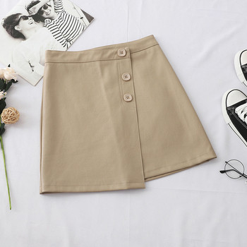 Fusta de dama moderna din piele ecologica cu nasturi