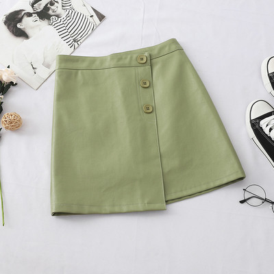 Fusta de dama moderna din piele ecologica cu nasturi