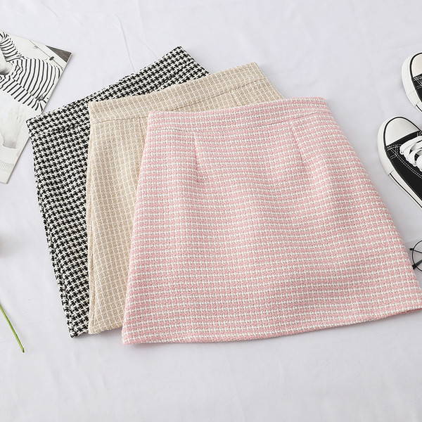 Kockás női szoknya magas derékkal - három színben