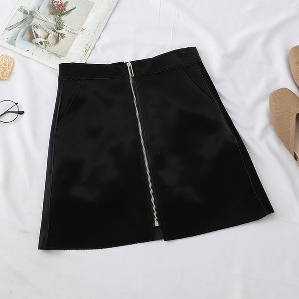 Fusta de dama actuala in patru culori cu fermoar