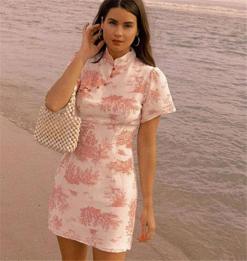 Rochie moderna de dama cu maneci scurte si nasturi