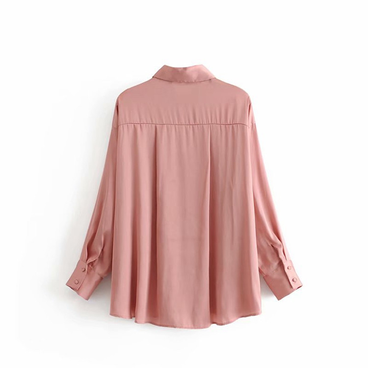 Cămașă elegantă de damă cu guler clasic și mâneci lungi de culoare roz