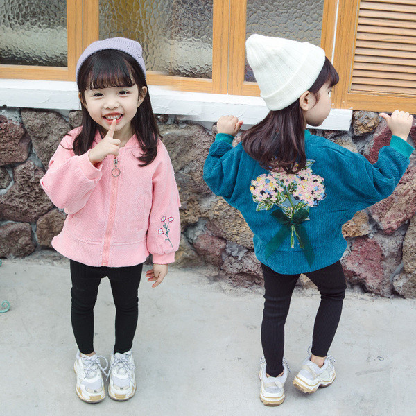 Geaca de toamna copii pentru fete cu broderie in mai multe culori