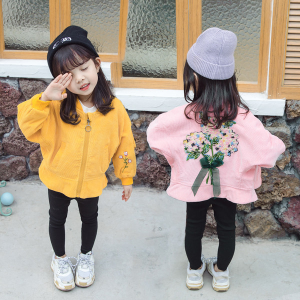 Geaca de toamna copii pentru fete cu broderie in mai multe culori