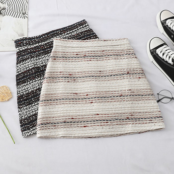 Stílusos női szoknya magas derékkal, fekete-fehér színben