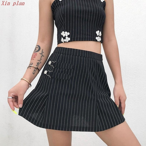 Fusta scurta de dama de culoare neagra cu talie inalta