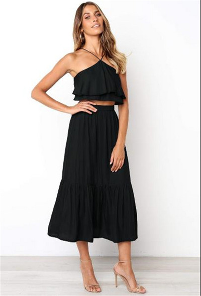 Set modern de fustă și maiou de damă în două culori