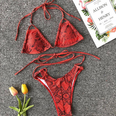 Kétrészes fürdőruha állatmintával és nyakkendőkkel több színben