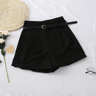 Pantaloni scurți de damă în negru și gri cu talie înaltă