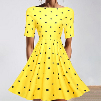 Modern, kivágott női ruha modell és 3/4 ujjú sárga színben