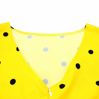 Modern, kivágott női ruha modell és 3/4 ujjú sárga színben