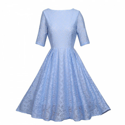 Rochie eleganta de dama cu maneci 3/4 de culoare albastra