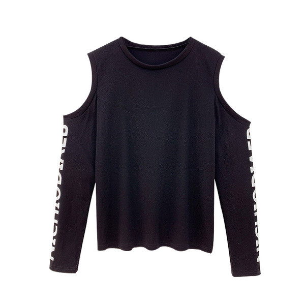 Bluză de damă modernă cu umerii goi - albă și neagră