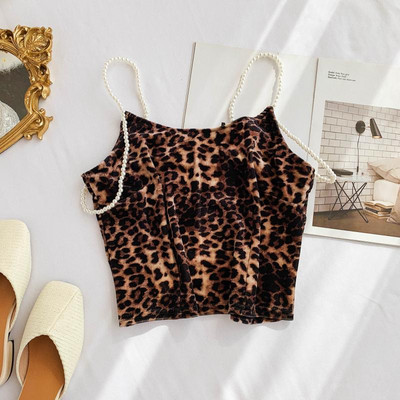 Női felső leopárd mintával és gyöngyökkel több színben