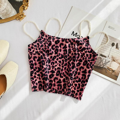 Női felső leopárd mintával és gyöngyökkel több színben