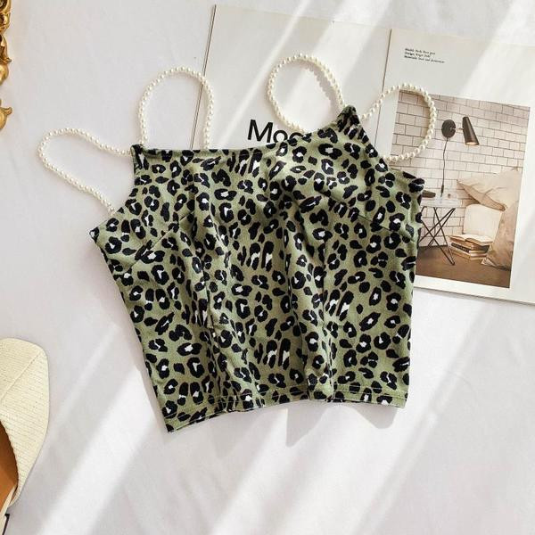 Női felső leopárd mintával és gyöngyökkel több színben