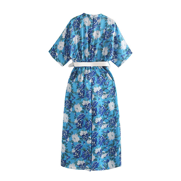 Salopeta lunga de dama cu curea albastra