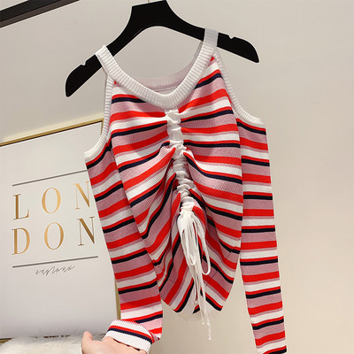 Bluza de dama in dungi model nou cu umerii goi in mai multe culori