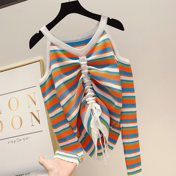 Bluza de dama in dungi model nou cu umerii goi in mai multe culori