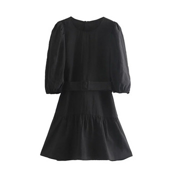 Rochie moderna de dama - model croiat in negru si albastru