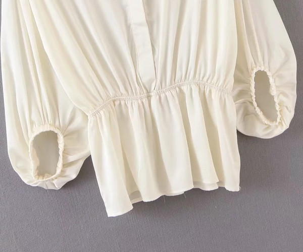 Modern női ing O-nyakkal és 7/8-as ujjakkal