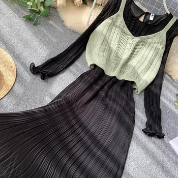 Rochie lunga de dama de toamna cu maiou in mai multe culori