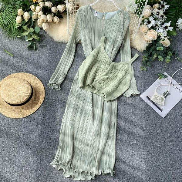 Rochie lunga de dama de toamna cu maiou in mai multe culori