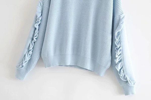 Új modell női pulóver O-nyakú kék színben