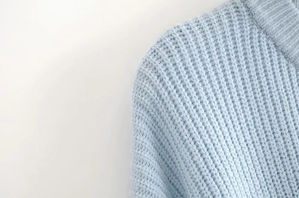 Új modell női pulóver O-nyakú kék színben