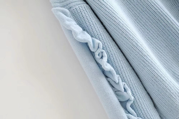 Új modell női pulóver O-nyakú kék színben