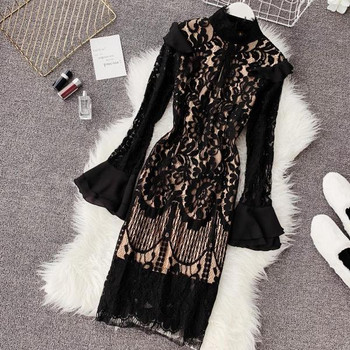 Elegáns női ruha hosszú ujjal, csipkével több színben