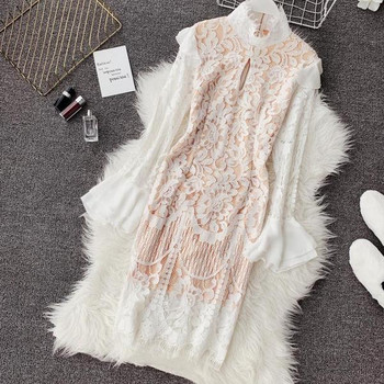 Elegáns női ruha hosszú ujjal, csipkével több színben