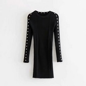 Rochie de dama model nou cu maneci lungi de culoare neagra